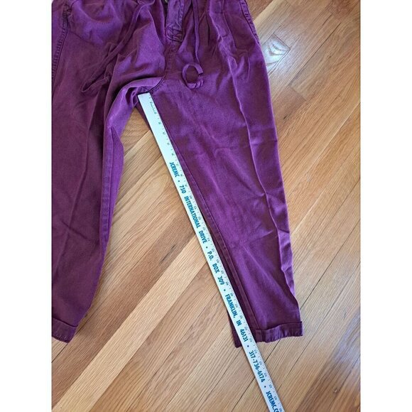 Free People Margate Women's Small Relaxed Fit Burgundy Trousers With Button Fly - Picture 6 of 7